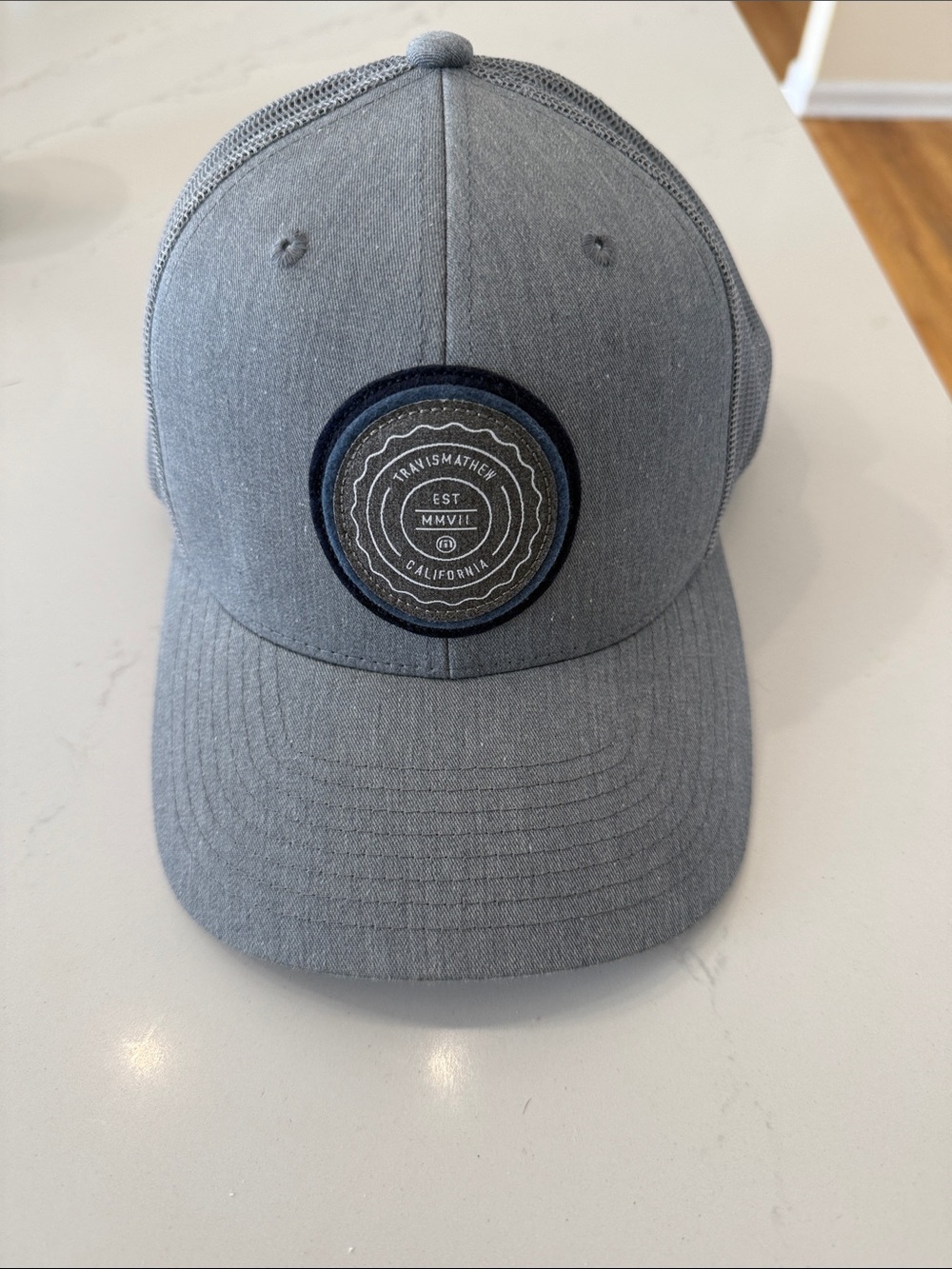 Travis Mathew Heather Gray Mesh-Back Logo Patch Cap